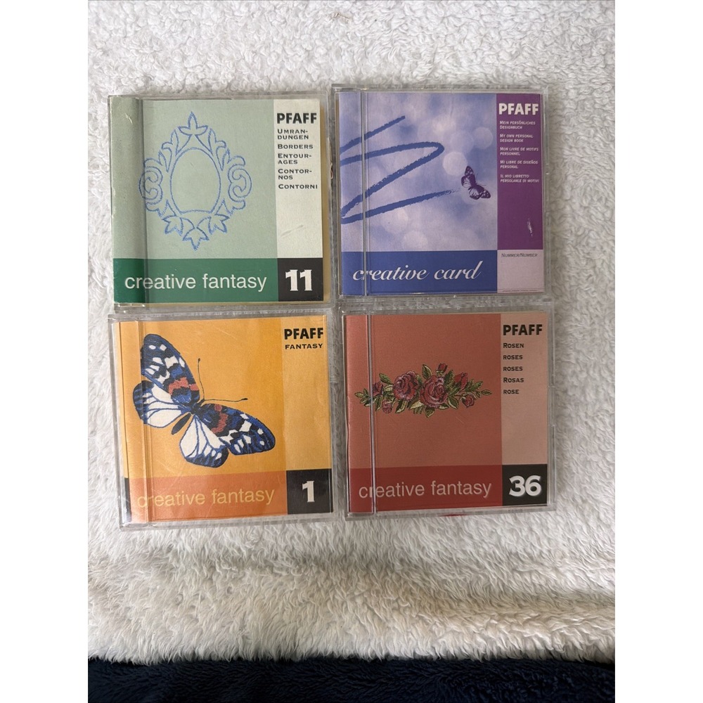 Pfaff Creative Fantasy Embroidery Cards & Memory Cards Lot of 4